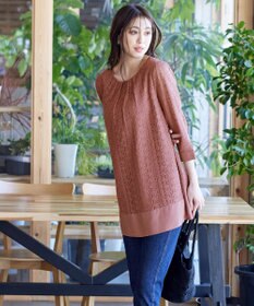 Tiaclasse L 【洗える】レースコンビチュニックブラウス