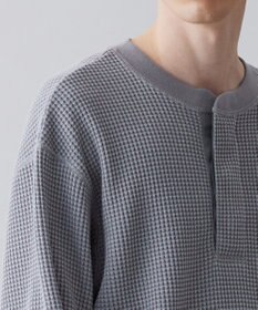 UNFILO MENS イージーケア ワッフル ヘンリーネック [23年春夏商品]