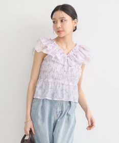 earth music&ecology ダブルフリルノースリブラウス