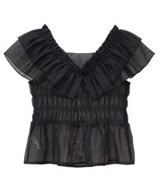 earth music&ecology ダブルフリルノースリブラウス