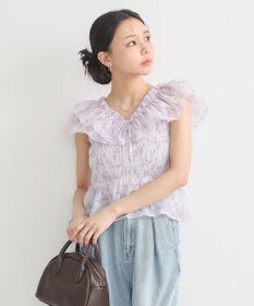 earth music&ecology ダブルフリルノースリブラウス