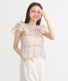 earth music&ecology ダブルフリルノースリブラウス