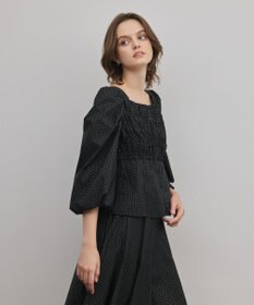 GRACE CONTINENTAL ラメドットタフタジャガードトップ