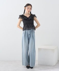 earth music&ecology ダブルフリルノースリブラウス