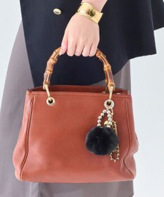 Phoebe メタルボールファーバッグチャーム　ブラック