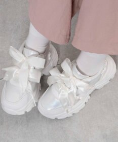 WEGO ダブルリボン厚底ダッドスニーカー