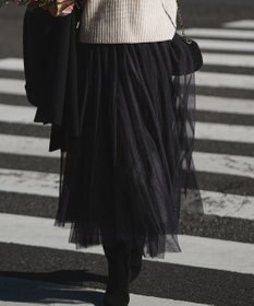 23区 【洗える】レイヤード チュール スカート チャコールグレー系