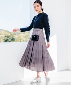 組曲 L Elena フリルスリーブ ニットプルオーバー