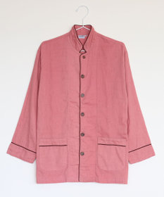 京和晒綿紗 【紗栄子さん愛用パジャマの色違い/UNISEX】ガーゼパジャマ 2重合わせ 草木染め【さんご】