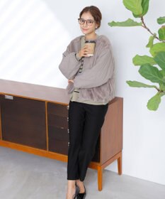 Tiaclasse 【洗える】ボーダー柄スポンジニットトップス