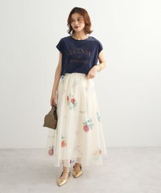 Green Parks ベロアロゴフレンチスリーブチュニック