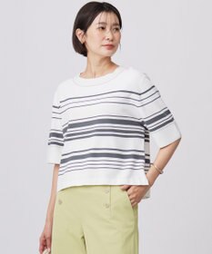 J.PRESS LADIES 【洗える】RAYON ELITE STRETCH ボーダー ニットT