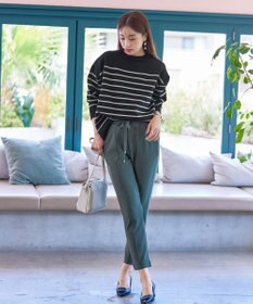 Tiaclasse 【洗える】ボーダー柄スポンジニットトップス