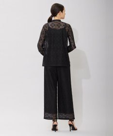 ICB 【洗える】タイルパターンレース バンドカラーシャツ