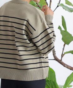 Tiaclasse 【洗える】ボーダー柄スポンジニットトップス