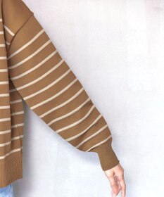 Tiaclasse 【洗える】ボーダー柄スポンジニットトップス