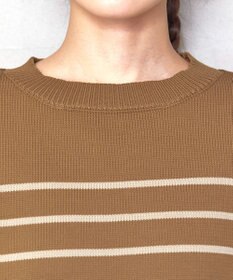 Tiaclasse 【洗える】ボーダー柄スポンジニットトップス