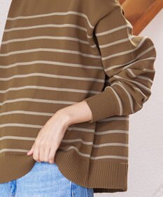 Tiaclasse 【洗える】ボーダー柄スポンジニットトップス