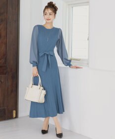 Tiaclasse 【洗える】パフ袖ニットコンビワンピース