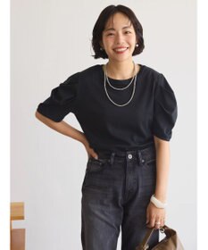 AMERICAN HOLIC 接触冷感タックスリーブ５分袖カットプルオーバー