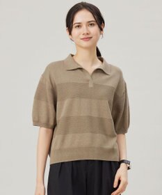 自由区 【洗える】ペーパーブレンドスキッパーポロ ニット