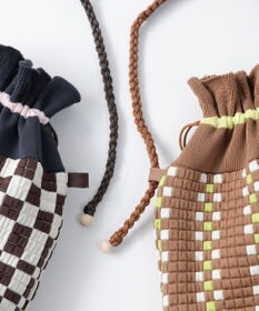 TRICOTE チェッカー巾着ポーチショルダー