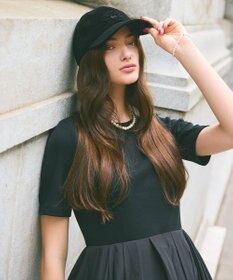 TOCCA 【防臭・吸水速乾・UVカット・サイズ調整可・リボン取り外し可】VELVET LOGOCAP キャップ