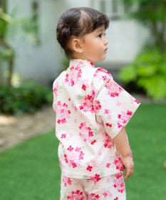 MIKI HOUSE HOT BISCUITS 【ミキハウス】【80-150cm】 アジサイ柄甚平スーツ