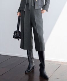 自由区 【SHIHOさん着用】ブライトリングツイード2タッククロップド パンツ スレート