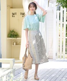 ANY SIS 【UVケア】プレーティングジャージー フレアスリーブ カットソー