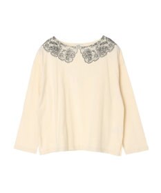 earth music&ecology レースプリントボーダープルオーバー