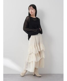 earth music&ecology メッシュ編みニットプルオーバー