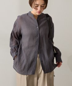 AMERICAN HOLIC 楊柳シアーバンドカラーシャツ