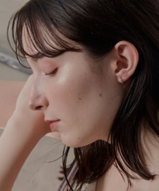 Phoebe 【金属アレルギー対応】ワンタッチビジューフープミニピアス　シルバー/サージカルステンレス