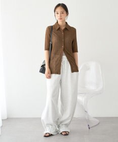 earth music&ecology ストレッチレース襟付シャツ