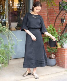 自由区 【XSサイズ～/洗える/セット可】エンブロイダリーリネンフレア袖 ブラウス