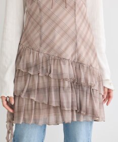 earth music&ecology フロントリボンチェックミニキャミワンピース