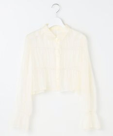 Feroux 【洗える】シャーリングシアー シャツ