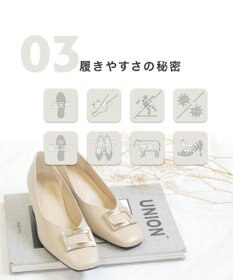 Pointer 日本製 バックルモチーフスクエアトゥパンプス