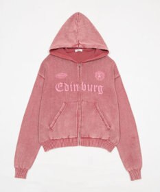 WEGO 【ユニセックス着用ITEM】ブリーチニットグラフィックZIPパーカー