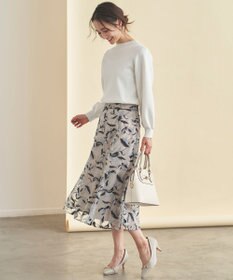 ANY SIS L 【洗える】バイカラーエンブロイダリー スカート