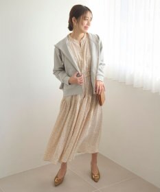 Feroux 【洗える】フラワープリントドロスト ワンピース