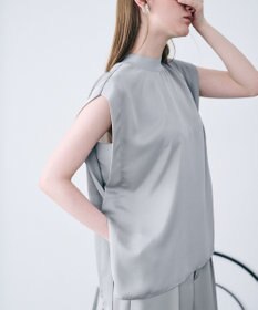 uncrave ライトダブルサテン タックブラウス