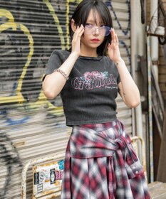 WEGO ヴィンテージウォッシュグラフィックリブT