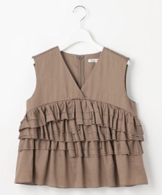 23区 L 【GOLD LABEL】コットンサテン フリルブラウス