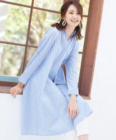 Tiaclasse 【洗える】 麻調Aラインシャツワンピース