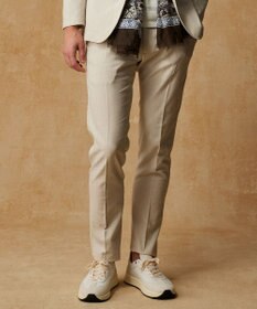 JOSEPH ABBOUD 【ウエストも伸びる/清涼/ストレッチ】ストレッチリネンシャンブレーパンツ アイボリー系