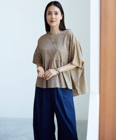 自由区 【WEB&一部店舗限定・サラリ触感】コットンサッカープリント ブラウス
