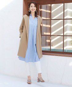 Tiaclasse 【洗える】 麻調Aラインシャツワンピース