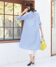 Tiaclasse 【洗える】 麻調Aラインシャツワンピース